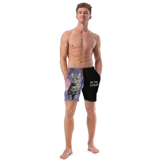 Kitty in the clouds Men's swim trunks